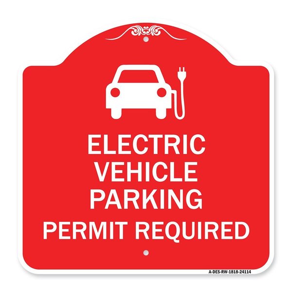 Signmission Electric Vehicle Parking Permit Required With Electric Car Graphic, A-DES-RW-1818-24114 A-DES-RW-1818-24114